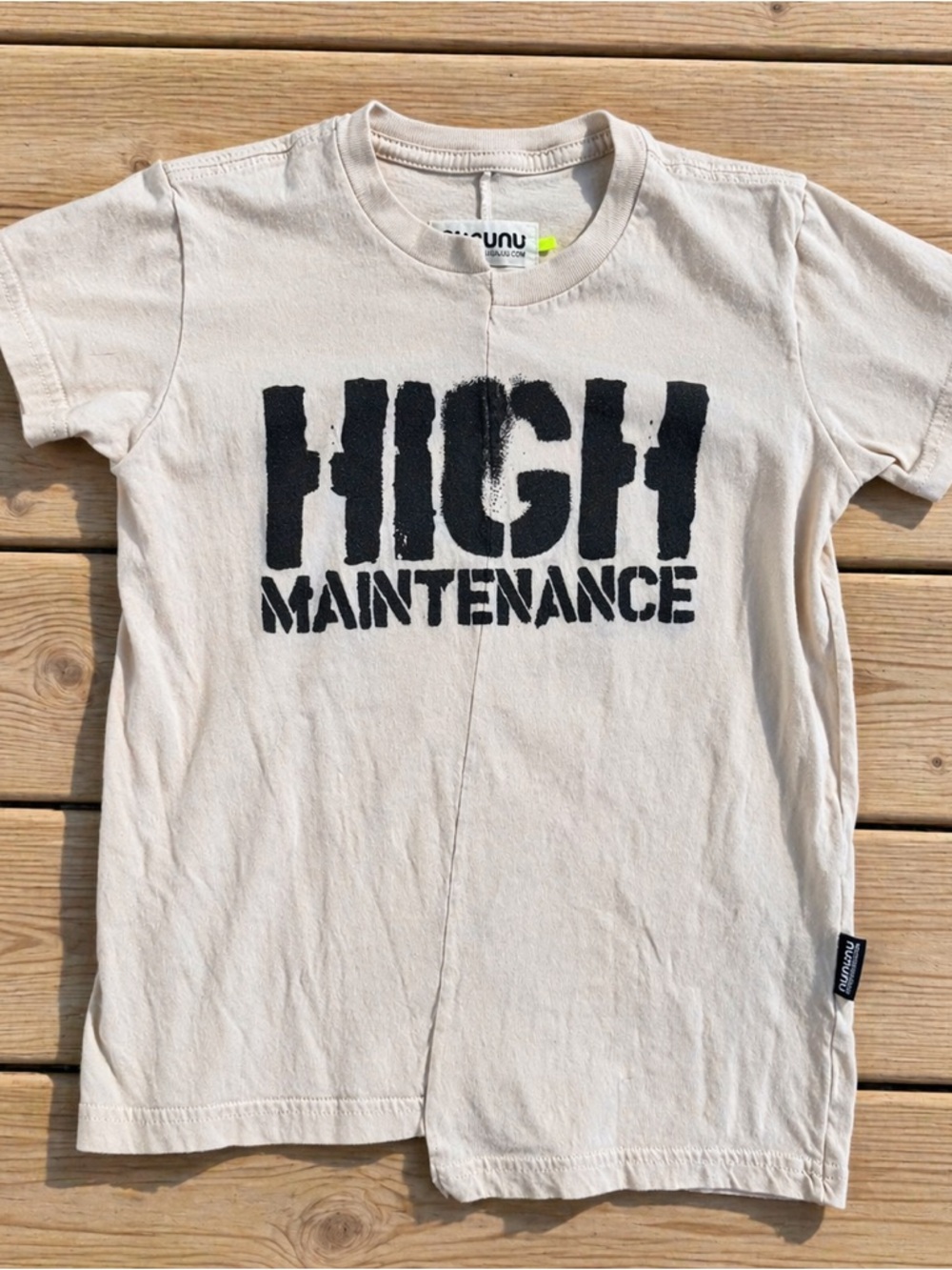 NUNUNU Kids High Maintenance Tee Size 6-7 Cream Graphic Shirt